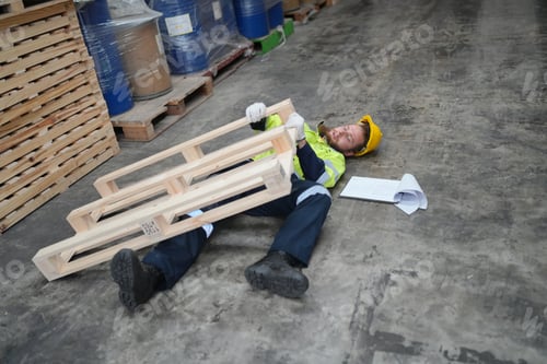 Preview: An accident in workplace. factory worker has accident.