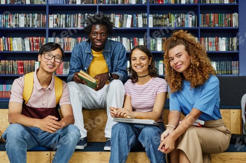 Preview: Portrait of Diverse Students in Library