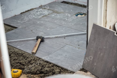 Preview: Mallet and tools on granite tile
