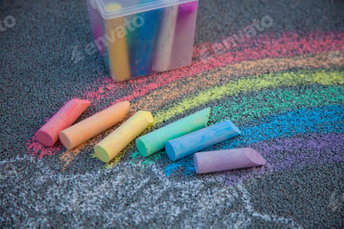 Preview: Chalks in rainbow colors. Chalk for drawing on the school board and on the street on the pavement