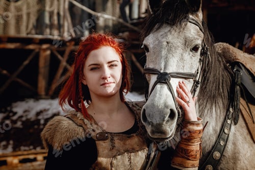 Preview: Viking girl. Reconstruction of a medieval scene