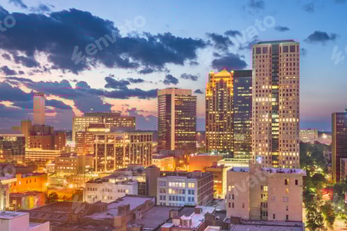 Visualização: Horizonte do centro da cidade de Birmingham, Alabama, EUA