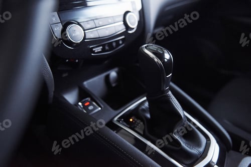 Preview: Transmission box. Front part of the new expensive modern car that captured inside