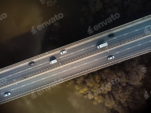 Preview: A road bridge over the river, taken from a quadrocopter.