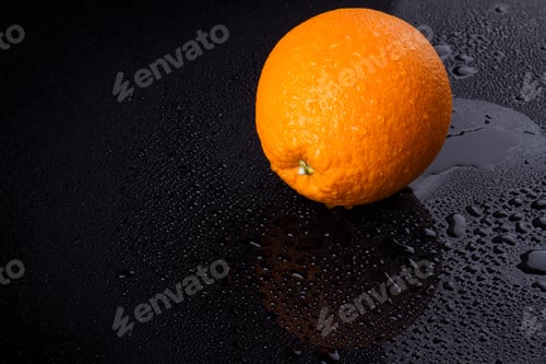Preview: Bright orange with drops on peel.