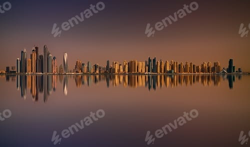 Preview: Sunset panorama of Dubai Marina, Dubai, United Arab Emirates