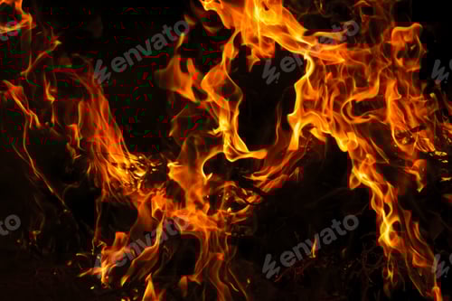 Preview: Intense fire with black background, with space for text