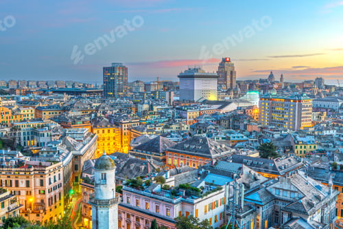 Preview: Genoa, Liguria, Italy Downtown City Skyline