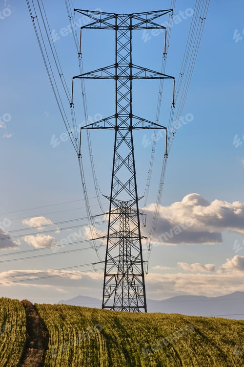 Preview: Power lines. Energy industry. Industrial electricity distribution. Renewable production