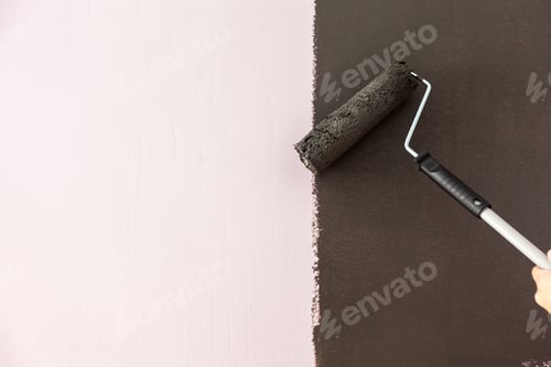 Preview: painting a wall in black color