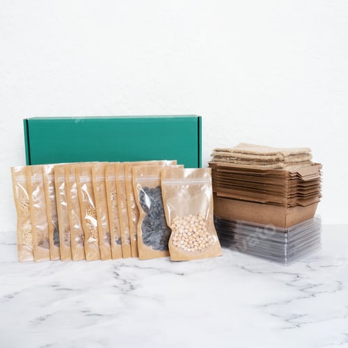 Preview: Set for growing sprouts from seeds. Seeds, linen mats, boxes and lids