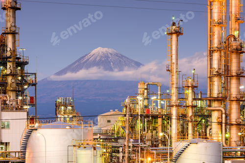 Preview: Mt. Fuji, Japan Viewed From Behind Factories.