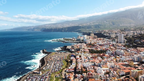 Preview: Aerial drone view of Puerto de la Cruz in Tenerife, Canary Islands