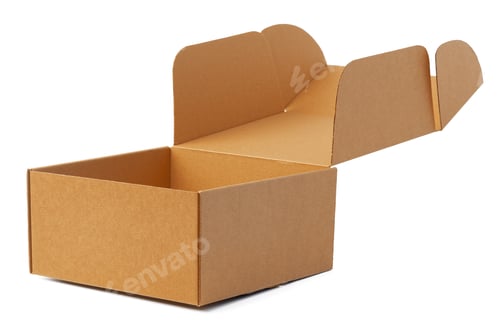 Preview: Open brown cardboard box isolated on white