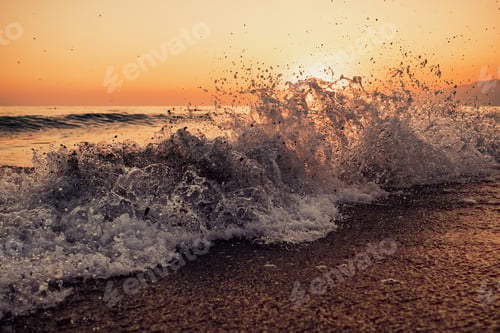 Preview: Scenic orange sunset on the beach