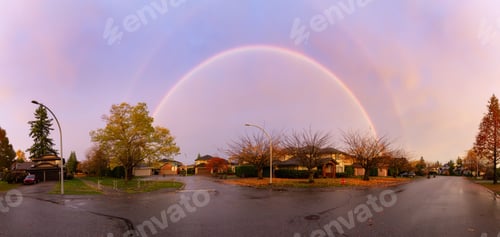 Preview: Beautiful Street view in the Residential Neighborhood during a colorful Winter