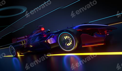 Preview: Race Car speeding along a futuristic tunnel