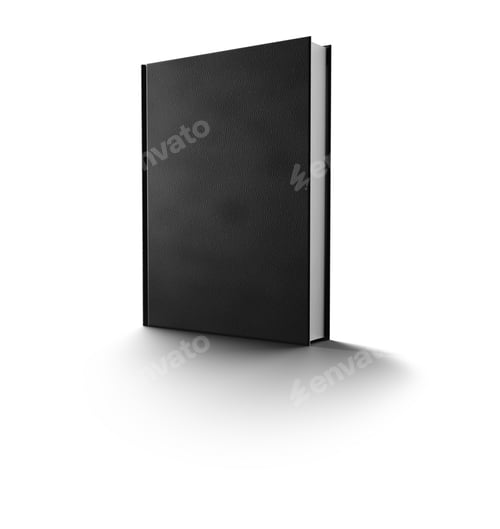Preview: Blank mockup black book cover isolated on a white background.