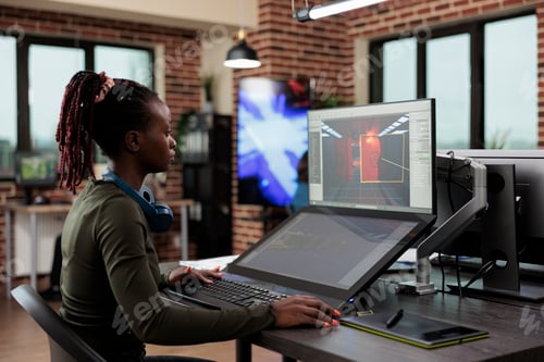 Preview: Production department employee developing game mechanics in order to achieve realism.