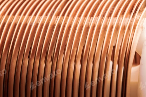 Preview: Close-up flat twisted copper wire at a factory