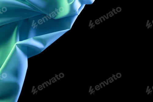 Preview: toned picture of blue soft silk cloth isolated on black as backdrop