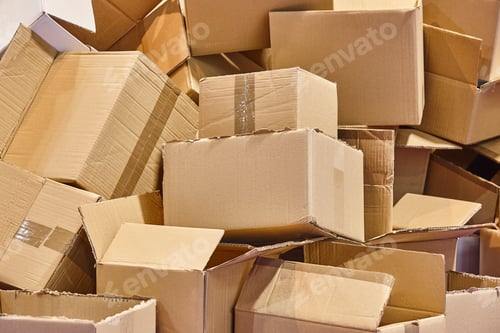 Preview: Several cardboard boxes ready to be recycled. Sustainable environment