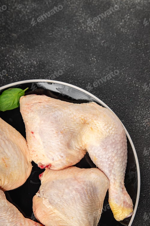 Preview: Chicken leg raw chicken meat fresh quarters tasty food dish delicious gourmet food background