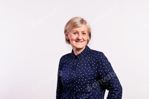 Preview: Portrait of a senior woman in studio.