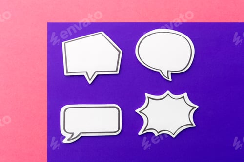 Preview: Creative speech bubble designs on colorful background for fun communication ideas
