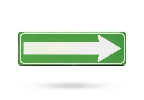 Preview: Green direction sign isolated on white background. Clipping path.