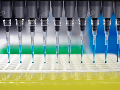 Preview: Pipetting samples into multi-well dish in laboratory