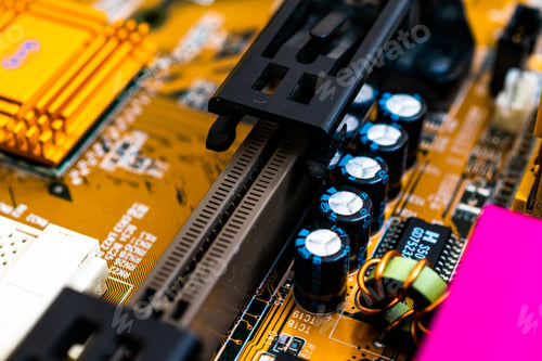 Preview: Closeup of electronic circuit board or PCB printed circuit board