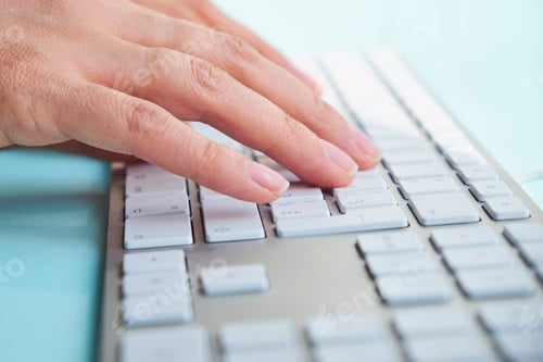 Preview: Female hands or woman office worker typing on the keyboard
