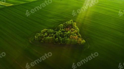 Preview: Aerial view of a heart-shaped green landscape