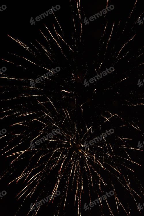 Preview: fireworks on black background, colorful sparks and firecrackers isolated. celebration happy new year