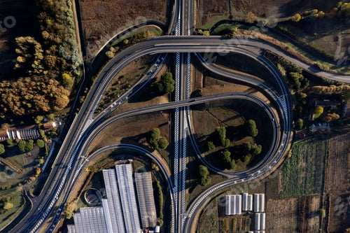 Preview: Aerial view of a motorway junction photographed during the day
