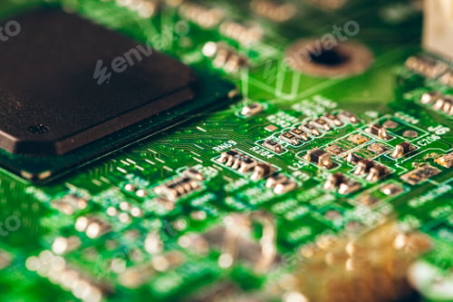Preview: Close up of electronic circuit board with processor