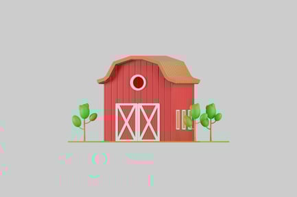 Preview: Red barn and young trees