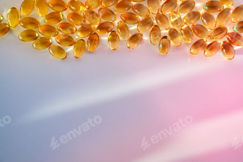 Preview: beauty capsules on pink and blue background