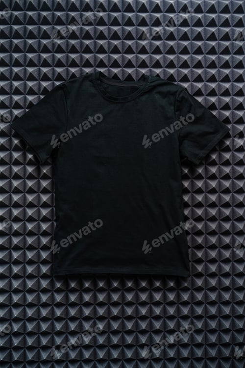 Preview: Black color plain t-shirt on textured background