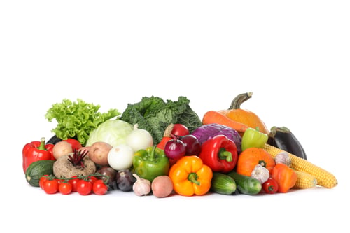 Preview: Composition with fresh vegetables isolated on white background