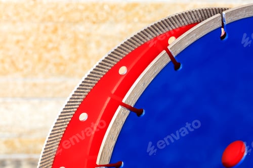 Preview: Red and blue diamond cutting discs for granite, stone, and concrete