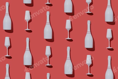 Preview: Festive party background with champagne bottles and flutes