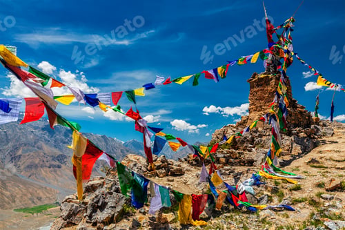 Preview: Buddhist prayer flags in Himalayas