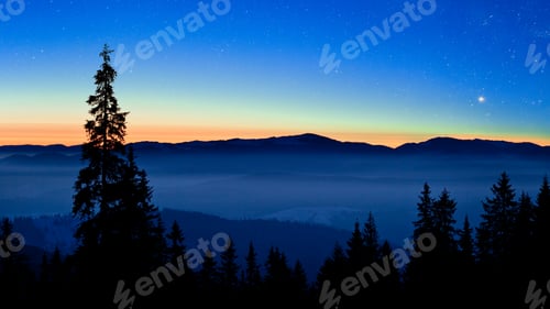 Preview: Starry sky is located above the picturesque views