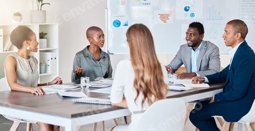 Preview: Business people planning, collaboration and teamwork on a startup project in an advertising or mark