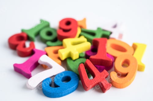 Preview: Math number colorful on white background, education study mathematics learning teach concept.