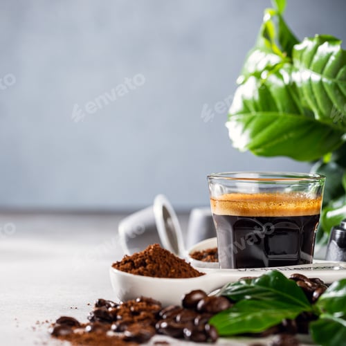 Preview: Coffee in glass cup