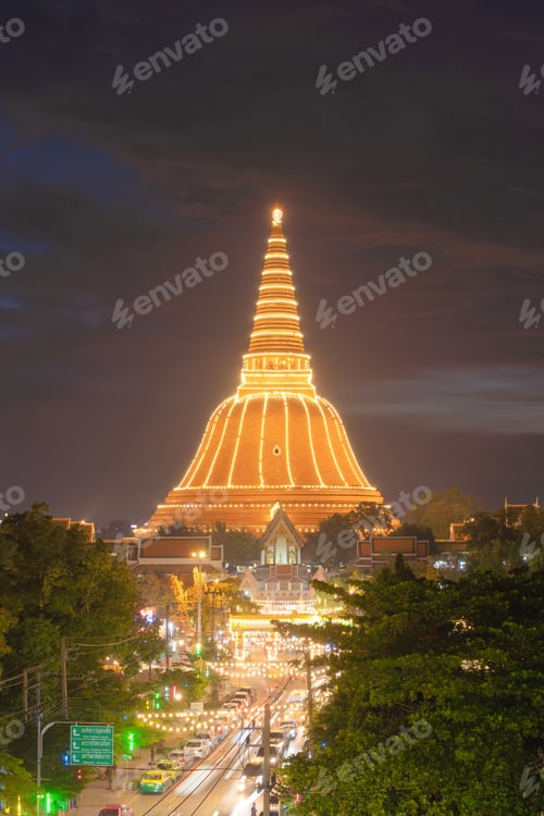 Preview: Temple in Thailand. Thai architecture building. Famous tourist attraction landmark.