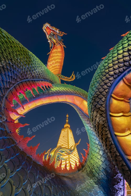Preview: Temple in Thailand. Thai architecture building. Famous tourist attraction landmark.